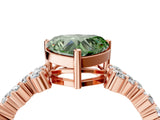 Rose gold Fancy Green Heart Cut Diamond Cluster Pavé Band with Four-Prong Setting_7