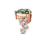 Rose gold Fancy Green Heart Cut Diamond Cluster Pavé Band with Four-Prong Setting_8