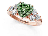 Rose gold Fancy Green Heart  Cut Diamond Cluster Ring with Round Accent Stones and Prong Setting on a Classic Band_35