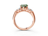 Rose gold Fancy Green Heart  Cut Diamond Cluster Ring with Round Accent Stones and Prong Setting on a Classic Band_37