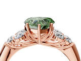 Rose gold Fancy Green Heart  Cut Diamond Cluster Ring with Round Accent Stones and Prong Setting on a Classic Band_38