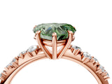 Rose gold Fancy Green Heart Cut Diamond Cluster Side Stone Solitaire Ring with Prong Setting_33