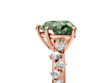 Rose gold Fancy Green Heart Cut Diamond Cluster Side Stone Solitaire Ring with Prong Setting_34