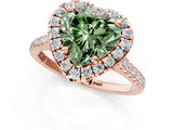 Rose gold Fancy Green Heart Cut Diamond Cushion Halo Ring with Pavé Band_1