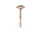 Rose gold Fancy Green Heart Cut Diamond Cushion Halo Ring with Pavé Band_2