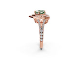 Rose gold Fancy Green Heart Cut Diamond Double Halo Ring with Pavé Band and Prong Setting_20