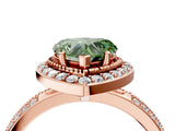 Rose gold Fancy Green Heart Cut Diamond Double Halo Ring with Split Shank and Four-Prong Setting_10
