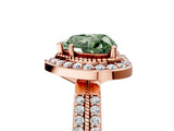 Rose gold Fancy Green Heart Cut Diamond Double Halo Ring with Split Shank and Four-Prong Setting_11