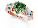 Rose gold Fancy Green Heart Cut Diamond Engagement Ring with Baguette Side Stones and Channel Set Band_19