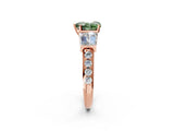 Rose gold Fancy Green Heart Cut Diamond Engagement Ring with Baguette Side Stones and Channel Set Band_20