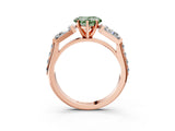 Rose gold Fancy Green Heart Cut Diamond Engagement Ring with Baguette Side Stones and Channel Set Band_21