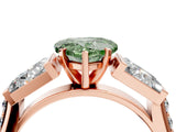 Rose gold Fancy Green Heart Cut Diamond Engagement Ring with Baguette Side Stones and Channel Set Band_22