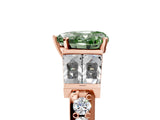 Rose gold Fancy Green Heart Cut Diamond Engagement Ring with Baguette Side Stones and Channel Set Band_23