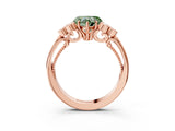 Rose gold Fancy Green Heart  Cut Diamond Engagement Ring with Bezel Set Round Side Stones and Prong Setting_31