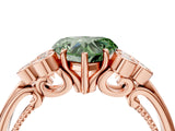 Rose gold Fancy Green Heart  Cut Diamond Engagement Ring with Bezel Set Round Side Stones and Prong Setting_32