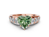 Rose gold Fancy Green Heart  Cut Diamond Engagement Ring with Pavé Band and Four-Prong Setting_3