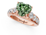 Rose gold Fancy Green Heart  Cut Diamond Engagement Ring with Pavé Band and Four-Prong Setting_4