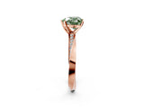 Rose gold Fancy Green Heart Cut Diamond Engagement Ring with Side Stone Accents and Four-Prong Setting_2
