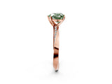 Rose gold Fancy Green Heart Cut Diamond Engagement Ring with Side Stone Accents and Four-Prong Setting_74