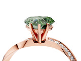 Rose gold Fancy Green Heart Cut Diamond Engagement Ring with Side Stone Accents and Four-Prong Setting_76