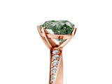 Rose gold Fancy Green Heart Cut Diamond Engagement Ring with Side Stone Accents and Four-Prong Setting_77