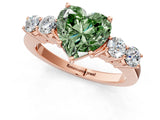 Rose gold Fancy Green Heart  Cut Diamond Five-Stone Prong Set White Gold Ring_30