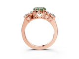 Rose gold Fancy Green Heart  Cut Diamond Five-Stone Prong Set White Gold Ring_32