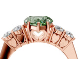 Rose gold Fancy Green Heart  Cut Diamond Five-Stone Prong Set White Gold Ring_33