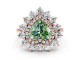 Rose gold Fancy Green Heart Cut Diamond Floral Double Halo Engagement Ring with Prong Setting_24
