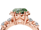 Rose gold Fancy Green Heart  Cut Diamond Floral Halo Engagement Ring with Shared Prong Setting 5