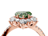 Rose gold Fancy Green Heart  Cut Diamond Floral Halo Pave Band with Prong Setting_4