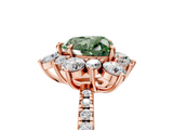 Rose gold Fancy Green Heart  Cut Diamond Floral Halo Pave Band with Prong Setting_5