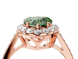 Rose gold Fancy Green Heart Cut Diamond Floral Halo Ring with Pavé Band and Prong Setting_7
