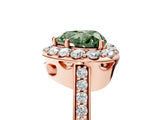 Rose gold Fancy Green Heart Cut Diamond Floral Halo Ring with Pavé Band and Prong Setting_8