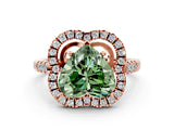 Rose gold Fancy Green Heart Cut Diamond Floral Halo Split Shank Prong Setting Ring_12