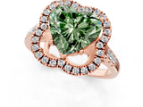 Rose gold Fancy Green Heart Cut Diamond Floral Halo Split Shank Prong Setting Ring_13