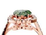 Rose gold Fancy Green Heart Cut Diamond Floral Halo Split Shank Prong Setting Ring_16