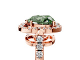 Rose gold Fancy Green Heart Cut Diamond Floral Halo Split Shank Prong Setting Ring_17