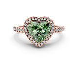 Rose gold Fancy Green Heart Cut Diamond Halo Engagement Ring with Pavé Band and Prong Setting_27