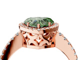 Rose gold Fancy Green Heart Cut Diamond Halo Engagement Ring with Pavé Band and Prong Setting_31