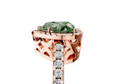 Rose gold Fancy Green Heart Cut Diamond Halo Engagement Ring with Pavé Band and Prong Setting_32