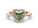 Rose gold Fancy Green Heart  Cut Diamond Halo Engagement Ring with Split Shank and Four-Prong Setting_29