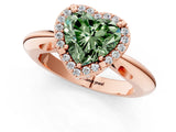 Rose gold Fancy Green Heart  Cut Diamond Halo Engagement Ring with Split Shank and Four-Prong Setting_30
