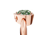 Rose gold Fancy Green Heart  Cut Diamond Halo Engagement Ring with Split Shank and Four-Prong Setting_34