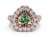 Rose gold Fancy Green Heart Cut Diamond Halo Ring with Pavé Band and Four-Prong Setting_17