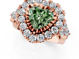 Rose gold Fancy Green Heart Cut Diamond Halo Ring with Pavé Band and Four-Prong Setting_18