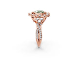 Rose gold Fancy Green Heart Cut Diamond Halo Ring with Pavé Band and Four-Prong Setting_19