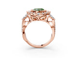 Rose gold Fancy Green Heart Cut Diamond Halo Ring with Pavé Band and Four-Prong Setting_20