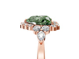 Rose gold Fancy Green Heart Cut Diamond Halo Ring with Pear Side Stones and Prong Setting_27