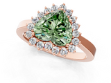 Rose gold Fancy Green Heart  Cut Diamond Halo Ring with Round Brilliant Halo and Solitaire Band_1